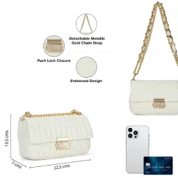 Lavie Luxe Off White LX Juli25 Flap Sling Handbag image 3