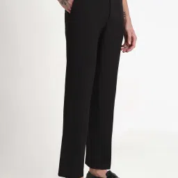 showoffff Showoff Black Straight Fit Formal Trousers image 3
