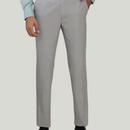 Park Avenue Grey Slim Fit Printed Trousers-picture-40