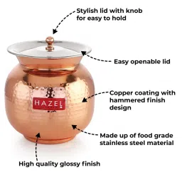 HAZEL Gold Stainless Steel Copper Coating Container with Lid image 3