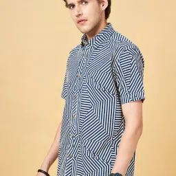 SF Jeans by Pantaloons Dark Blue Slim Fit Printed Shirt image 3