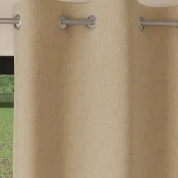 ddecor live beautiful DDecor Polyester Solid Beige 9 ft Blackout Long Door Curtain image 2