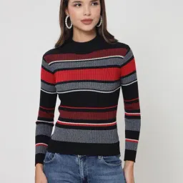 Kalt Black Multi Cotton Striped Sweater image 1