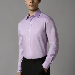 Louis Philippe Purple Cotton Regular Fit Texture Shirt image 3