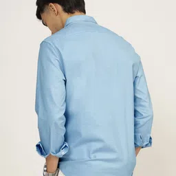 Andamen Men Premium Button-Down Collar Solid Cotton Slim Fit Casual Shirt image 4