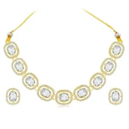 Peora Gold Plated Synthetic Stone Fancy Choker Necklace & Stud Earrings Jewellery Set-picture-31