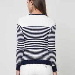 Kalt Navy Multi Cotton Striped Sweater image 2