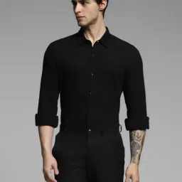 Jack & Jones Black Cotton Slim Fit Textured Shirt-picture-35