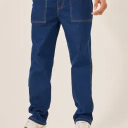 Styli Dark Blue Cotton Relaxed Fit Solid Jeans-image-15