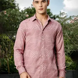 Thomas Scott Pink Slim Fit Printed Shirt-image-66