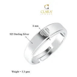 Clara 92.5 Sterling Silver Heart Adjustable Ring for Men image 4