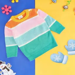 Pantaloons Baby Multicolor Cotton Color Block Full Sleeves Sweater-picture-35