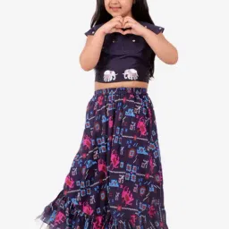 Lil Drama Kids Purple Printed Lehenga with Choli image 4