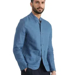 Rare Rabbit Blue Relaxed Fit Solid Jacket image 4