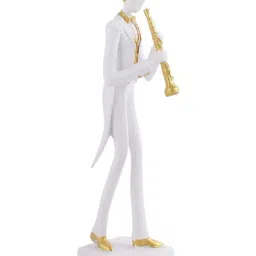 Tayhaa White & Golden Resin Playing Trumpet Musician Statue image 4