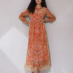 aarke Ritu Kumar Rust Floral Print Shirt Dress-picture-19