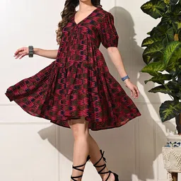 DECKEDUP Bohemian Print Ruffled Fit & Flare Mini Dress-picture-12
