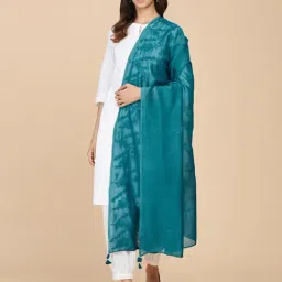 Fabindia Turquoise Embroidered Dupatta-image-28