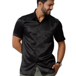 Ramraj Black Regular Fit Half Sleeves Shirt-image-54