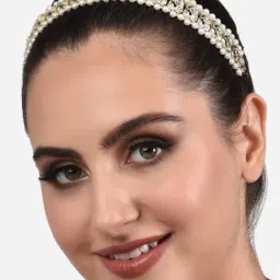 Zaveri Pearls Gold Tone Dazzling Kundan & Pearls Embellished Bridal Head Chain-ZPFK13823-picture-17