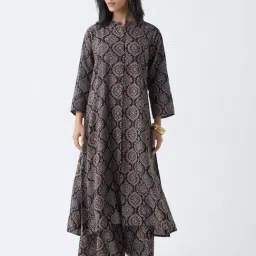 Utsa by Westside Black Argyle Printed A-Line Kurta-picture-20