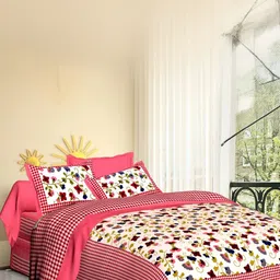 MILAAV Pink Floral 144 TC King Bedsheet with 2 Pillow Covers-picture-29