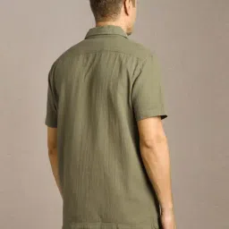 Louis Philippe Green Slim Fit Embroidered Shirt image 2