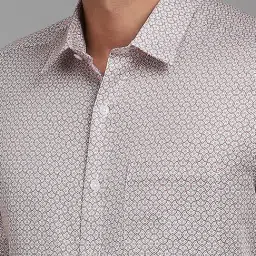 Louis Philippe White Cotton Regular Fit Printed Shirt image 4