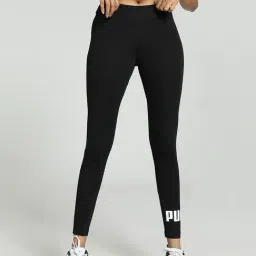 Puma Black Cotton Logo Print Sports Tights-image-29