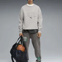 Puma Grey Cotton Relaxed Fit Printed Sports Sweatshirt image 4