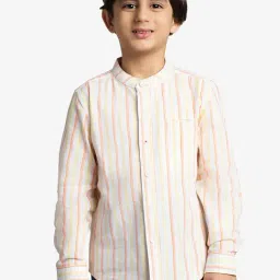 Ed-A-Mamma Boys Orange Cotton Striped Shirt-image-44