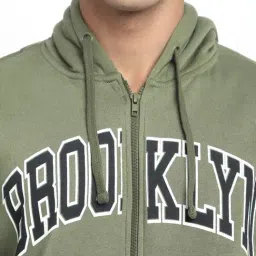 R&B Green Regular Fit Printed Hoodie image 3