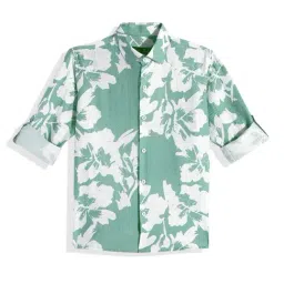Cavio Green Cotton Floral Shirt-picture-46
