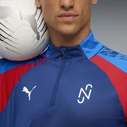 Puma Blue Regular Fit Printed Sports Jacket image 3