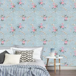 Jaamso Royals Cyan Flower Self Adhesive Wallpaper-image-57