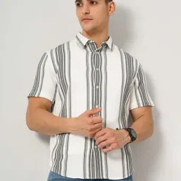 celio celio* White Regular Fit Striped Cotton Shirt-picture-40