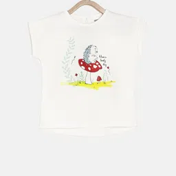 MINI KLUB Girls White Printed High-Low Pure Cotton Top-picture-28