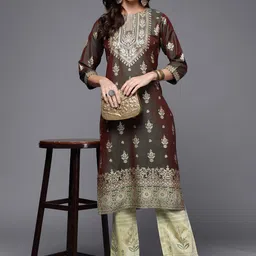 Libas Women Green & Gold-Toned Ethnic Motifs Printed Kurta-image-19