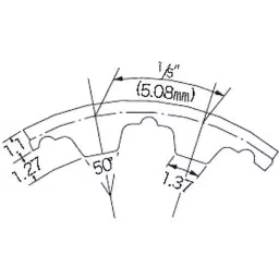 Mitsuboshi Polyurethane Timing Belt XL Type (Length 345.44 mm, Teeth 68), 136XL050U image 2