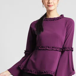 plusS Women Purple Solid A-Line Top-image-38