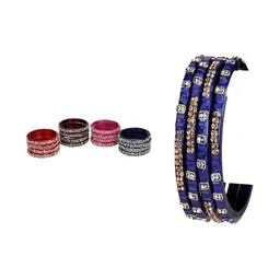 SOMIL Women Set of 20 Embellished Handcrafted Glass Bangles-image-21