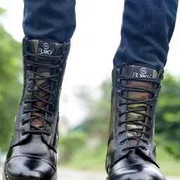 Bxxy Men Printed Pure Leather Army Boots-image-18