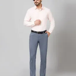 Cantabil Light Orange Regular Fit Self Design Shirt image 5