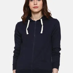 Campus Sutra Women Blue Solid Hooded Sweatshirt-picture-25