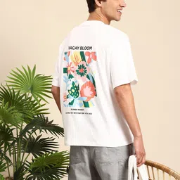 Mast & Harbour Graphic Printed Drop-Shoulder Sleeves Relaxed Fit Pure Cotton T-shirt-picture-23