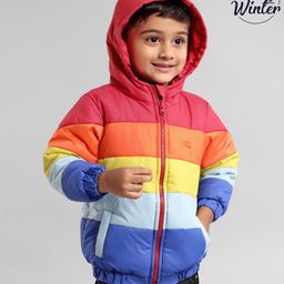 Babyoye Full Sleeves Color Block Quilted Hooded Jacket - Multicolor-picture-30