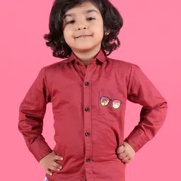 Polka Tots Full Sleeves Sunglasses Printed Shirt - Red-image-71