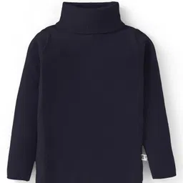 Yellow Apple Viscose Knit Full Sleeves Turtle Neck Solid Colour Winter T-Shirt - Navy Blue-picture-15