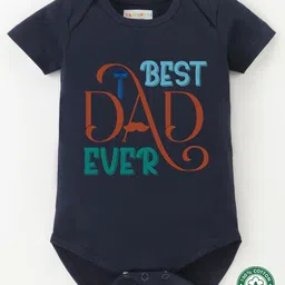 BLUSHES 100% Cotton Fathers Day Theme Half Sleeves Best Dad Ever Text Printed Onesie - Navy Blue image 1