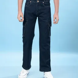 CRIMSOUNE CLUB Cotton Woven Solid Jeans - Blue-picture-24